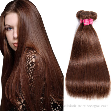 Shmily Malaysian Straight Body Wave Bundles #4 Brown Human Hair Weaving Bundles For Black Women Remy Colored Hair Extensions